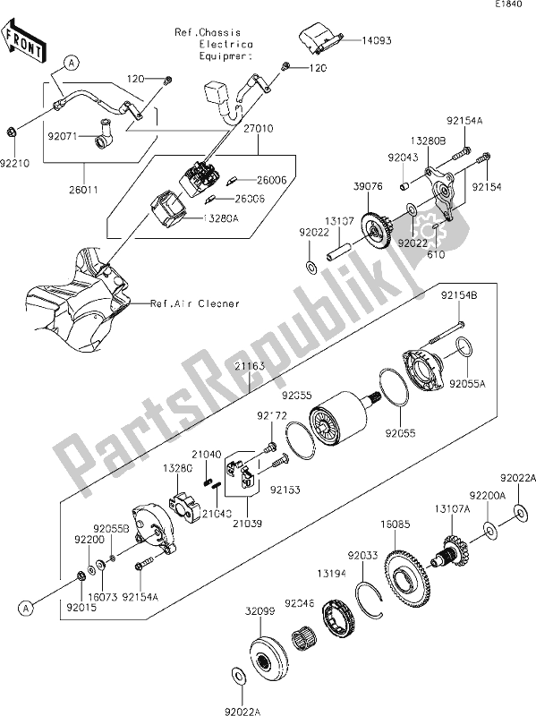 All parts for the 21 Starter Motor of the Kawasaki KX 250X 2021