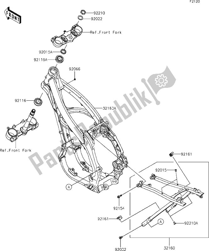 Alle onderdelen voor de 24 Frame van de Kawasaki KX 250X 2021