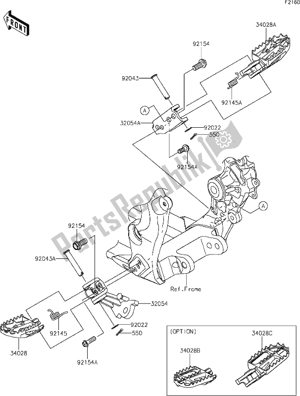 All parts for the 29 Footrests of the Kawasaki KX 250X 2021