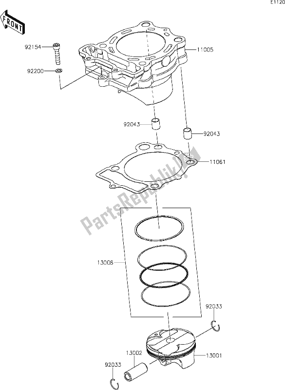 Alle onderdelen voor de 3 Cylinder/piston(s) van de Kawasaki KX 250X 2021