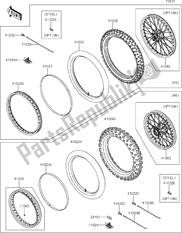 Alle onderdelen voor de 32 Tires van de Kawasaki KX 250X 2021