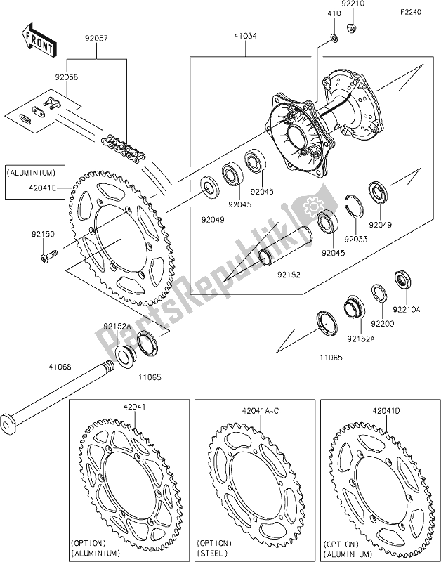 Alle onderdelen voor de 34 Rear Hub van de Kawasaki KX 250X 2021