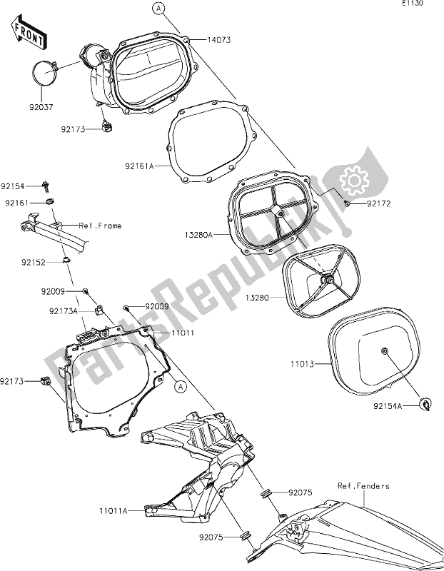 All parts for the 4 Air Cleaner of the Kawasaki KX 250X 2021