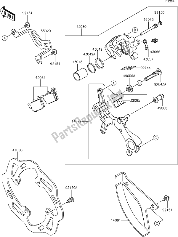 Alle onderdelen voor de 40 Rear Brake van de Kawasaki KX 250X 2021