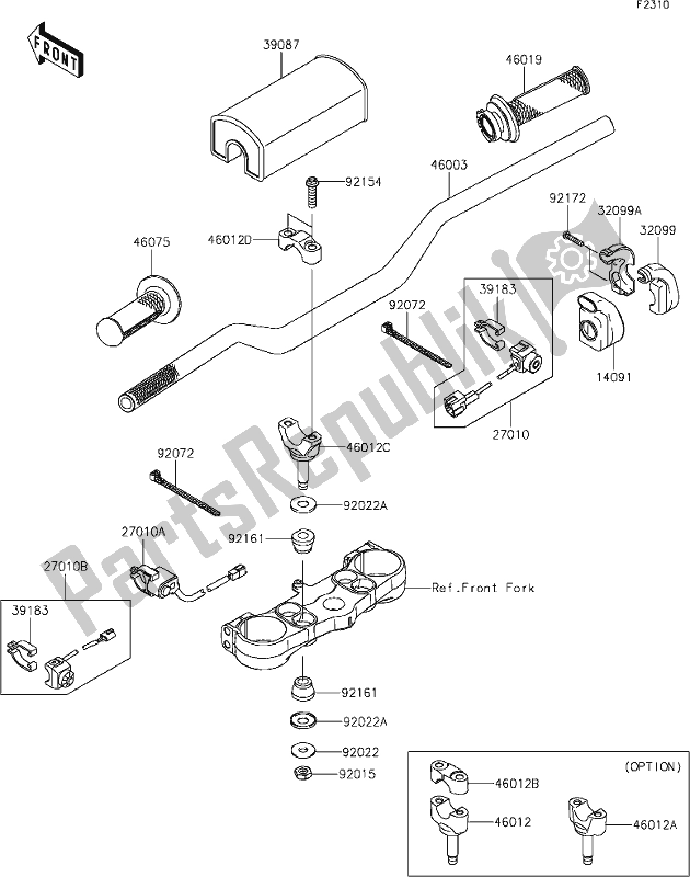 Alle onderdelen voor de 41 Handlebar van de Kawasaki KX 250X 2021