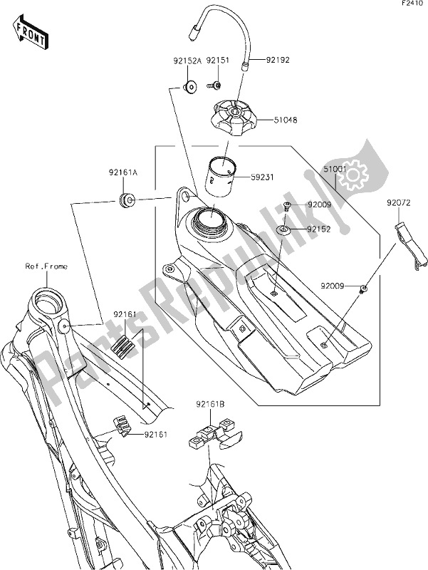 Alle onderdelen voor de 44 Fuel Tank van de Kawasaki KX 250X 2021