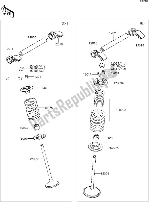 All parts for the 6 Valve(s) of the Kawasaki KX 250X 2021