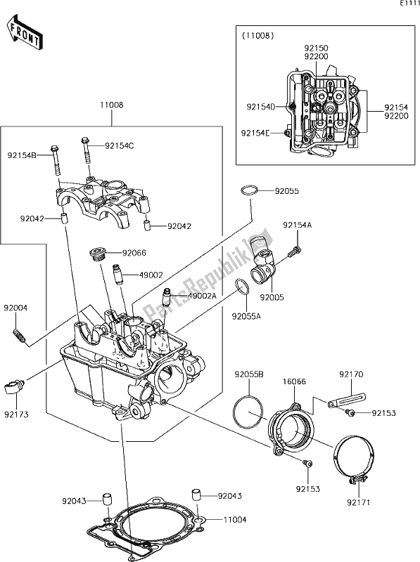 Todas las partes para 1 Cylinder Head de Kawasaki KX 450 2019