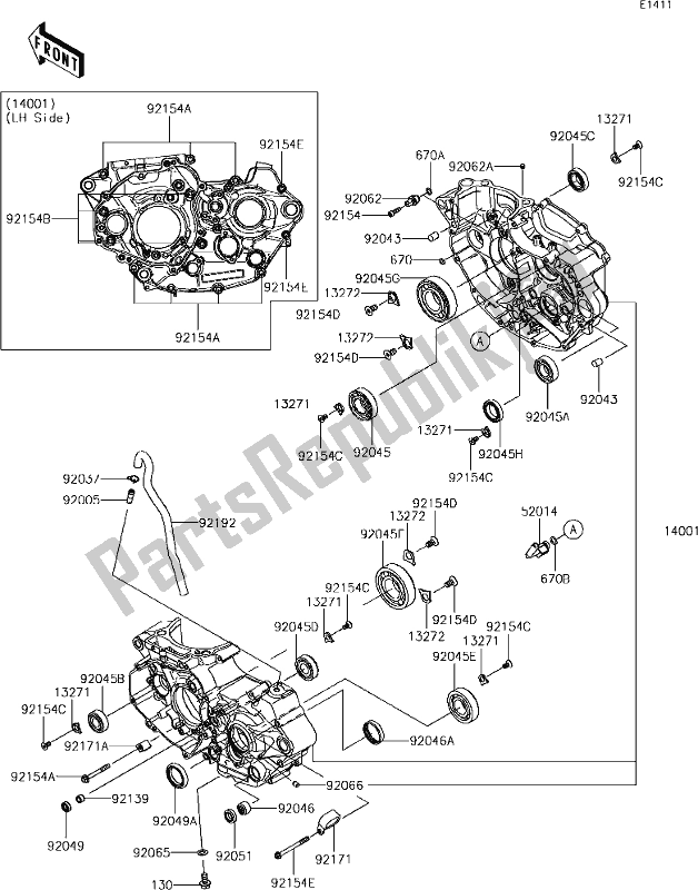 All parts for the 13 Crankcase of the Kawasaki KX 450 2019
