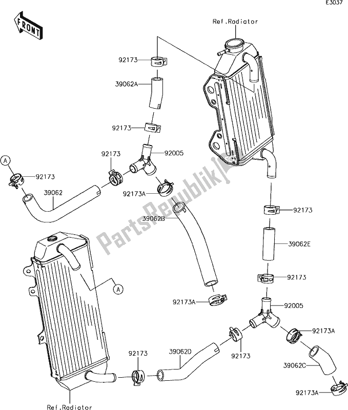 All parts for the 26 Water Pipe of the Kawasaki KX 450 2019