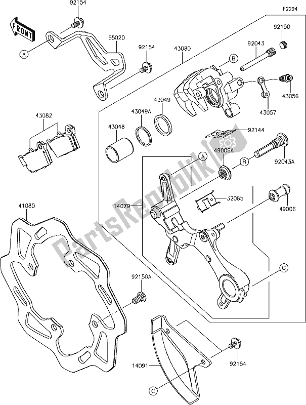Todas las partes para 42 Rear Brake de Kawasaki KX 450 2019