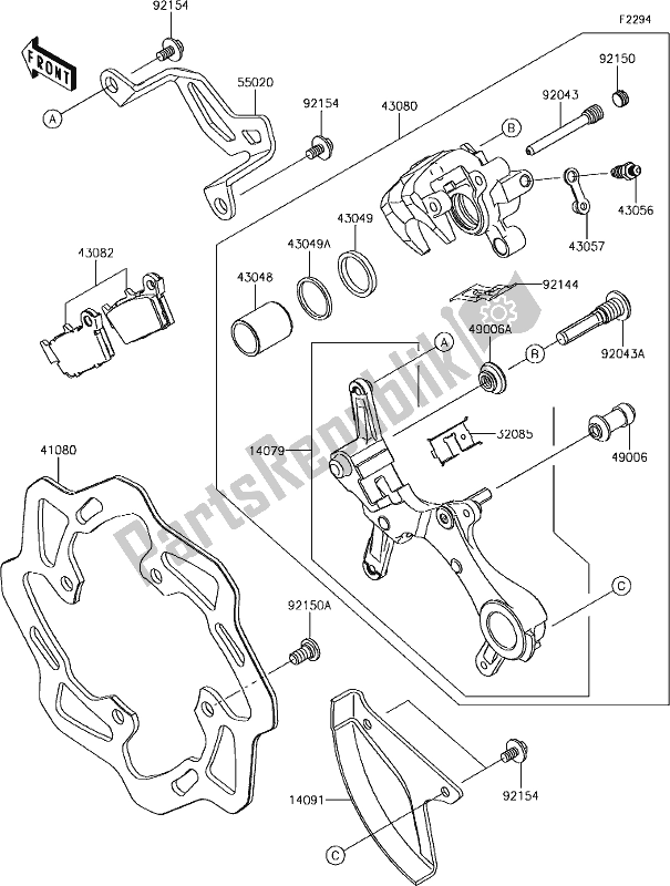 Wszystkie części do 42 Rear Brake Kawasaki KX 450 2019