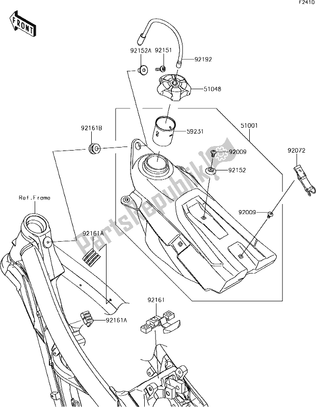 All parts for the 46 Fuel Tank of the Kawasaki KX 450 2019