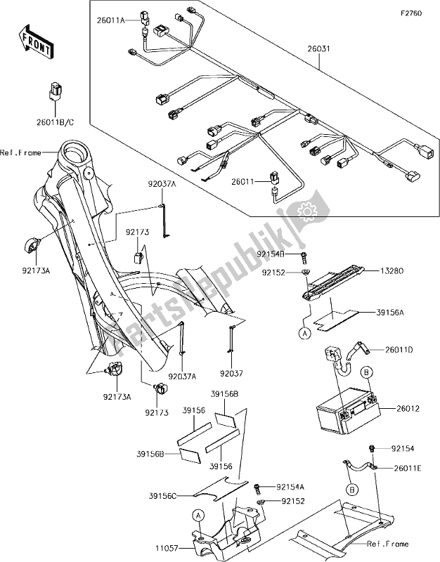 All parts for the 49 Chassis Electrical Equipment of the Kawasaki KX 450 2019