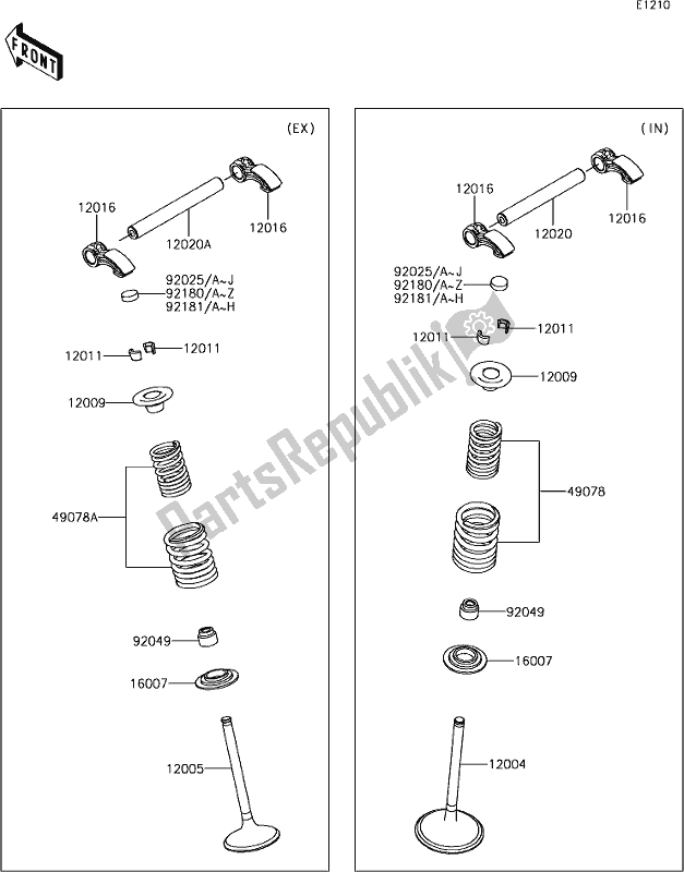 All parts for the 6 Valve(s) of the Kawasaki KX 450 2019