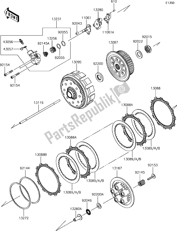 All parts for the 9 Clutch of the Kawasaki KX 450 2019