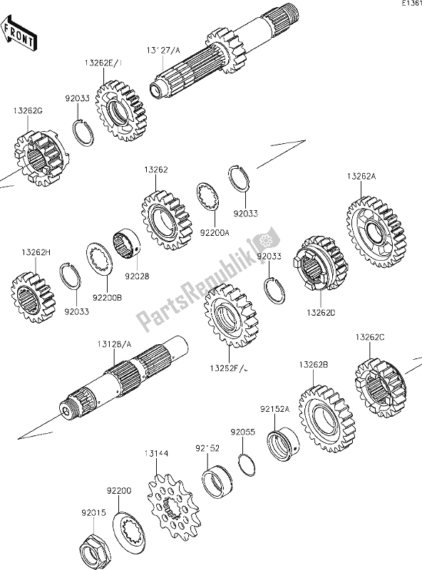Alle onderdelen voor de 10 Transmission van de Kawasaki KX 450 2020