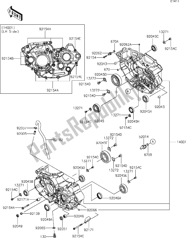 Todas las partes para 13 Crankcase de Kawasaki KX 450 2020