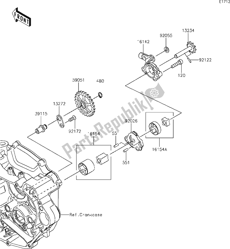 Alle onderdelen voor de 18 Oil Pump van de Kawasaki KX 450 2020