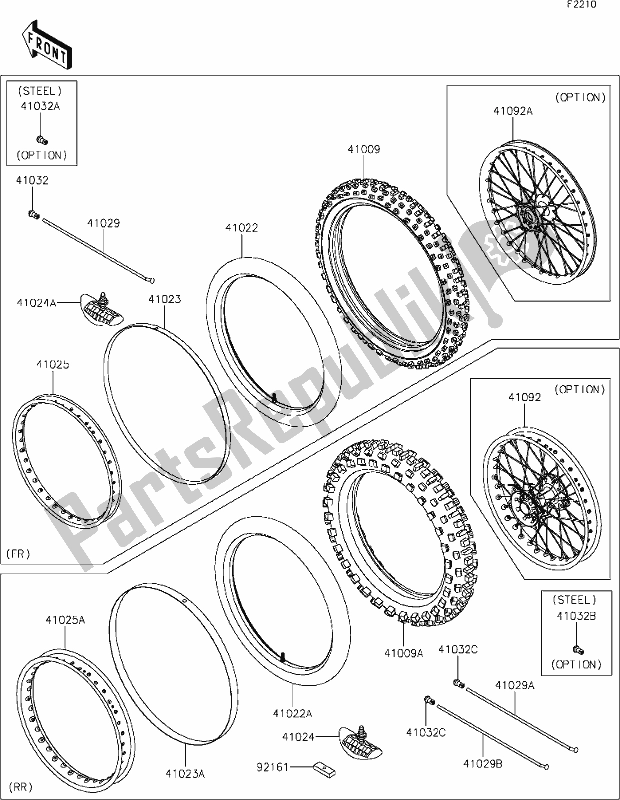 Tutte le parti per il 34 Tires del Kawasaki KX 450 2020