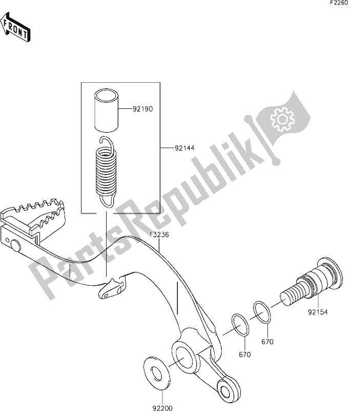 Todas as partes de 37 Brake Pedal do Kawasaki KX 450 2020