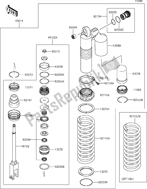 Todas as partes de 38 Shock Absorber(s) do Kawasaki KX 450 2020