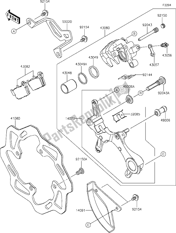 Alle onderdelen voor de 42 Rear Brake van de Kawasaki KX 450 2020
