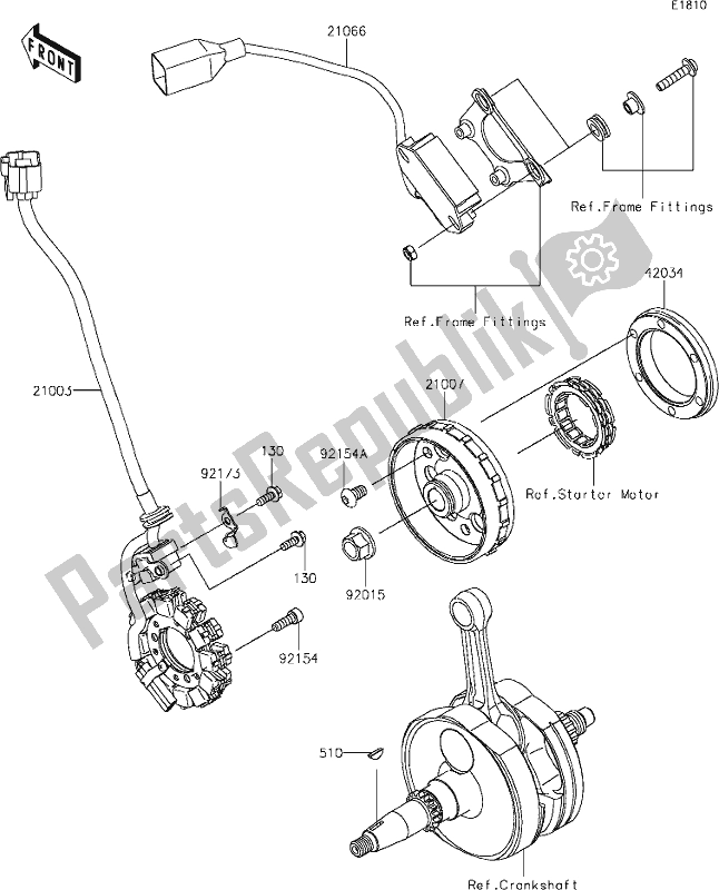 Alle onderdelen voor de 20 Generator van de Kawasaki KX 450 2021