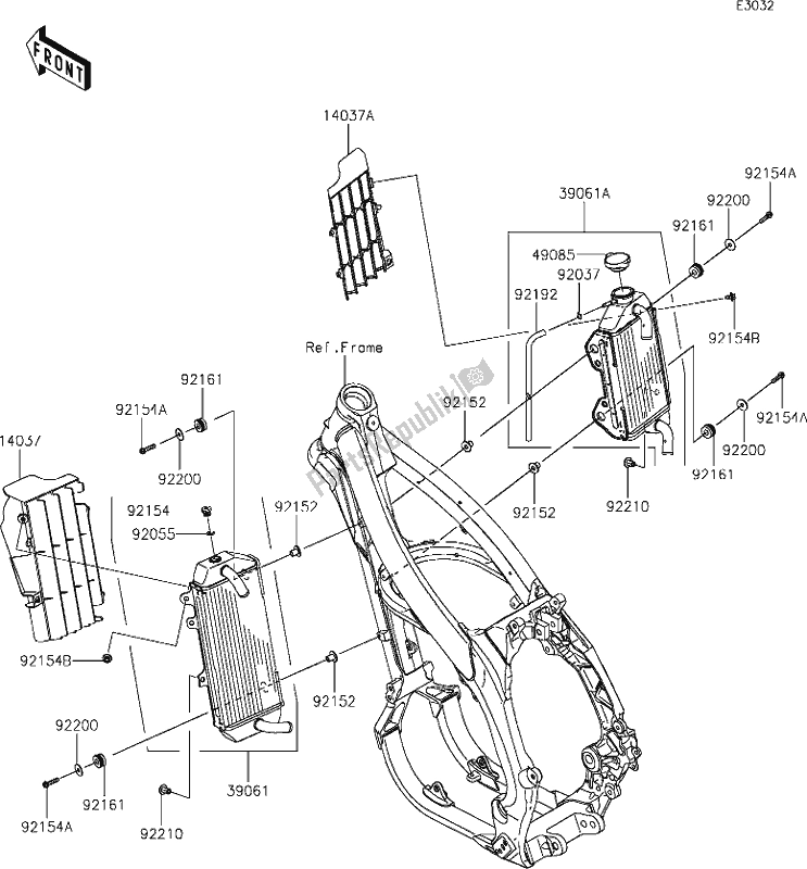 Tutte le parti per il 24 Radiator del Kawasaki KX 450 2021