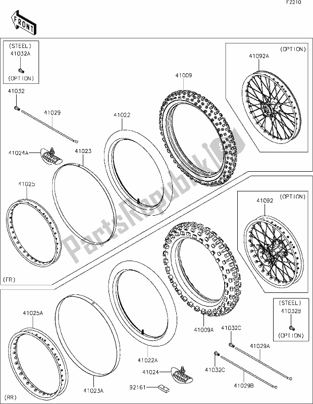 Alle onderdelen voor de 34 Tires van de Kawasaki KX 450 2021