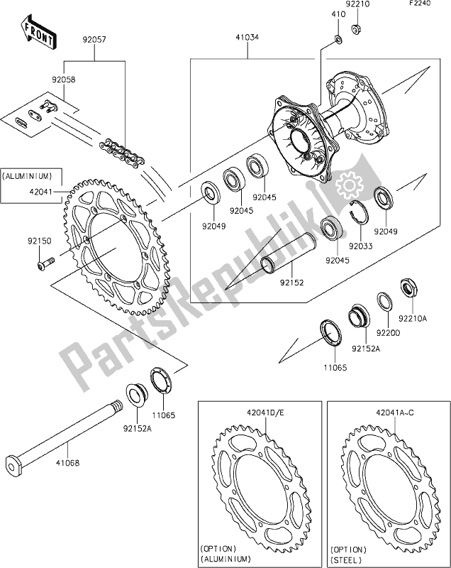 Todas las partes para 36 Rear Hub de Kawasaki KX 450 2021