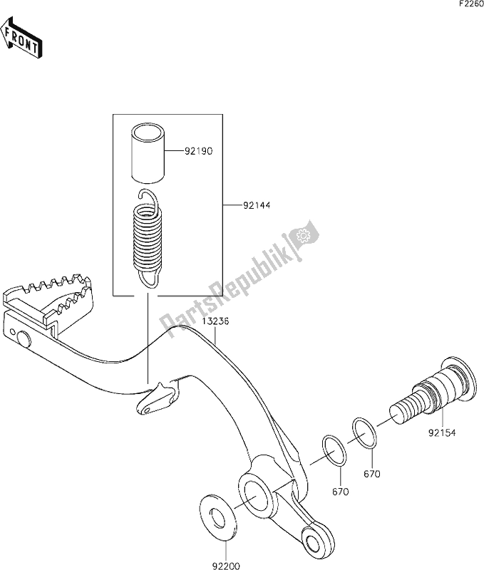 Tutte le parti per il 37 Brake Pedal del Kawasaki KX 450 2021