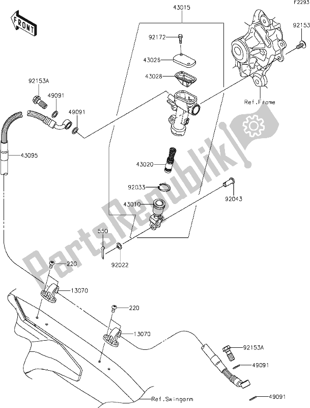 Tutte le parti per il 41 Rear Master Cylinder del Kawasaki KX 450 2021