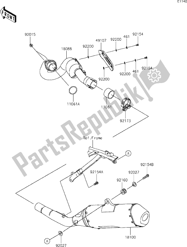 Alle onderdelen voor de 5 Muffler(s) van de Kawasaki KX 450 2021