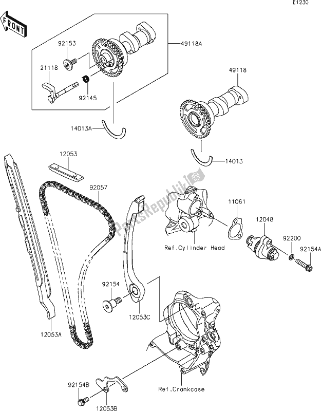 Tutte le parti per il 7 Camshaft(s)/tensioner del Kawasaki KX 450 2021