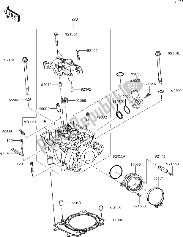 Alle onderdelen voor de 1 Cylinder Head van de Kawasaki KX 450F 2017