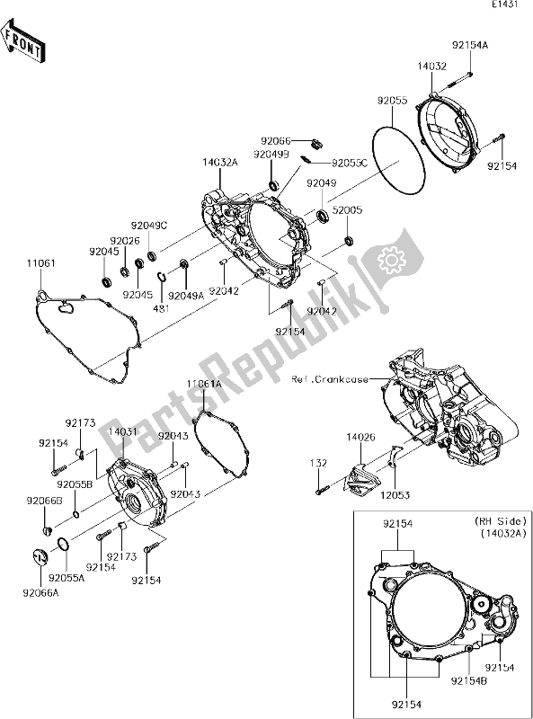 All parts for the 15 Engine Cover(s) of the Kawasaki KX 450F 2017