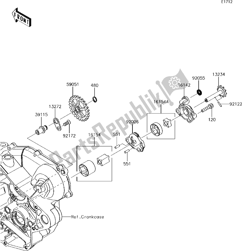 Alle onderdelen voor de 19 Oil Pump van de Kawasaki KX 450F 2017