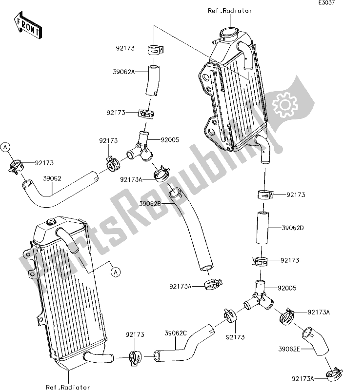 All parts for the 26 Water Pipe of the Kawasaki KX 450F 2017