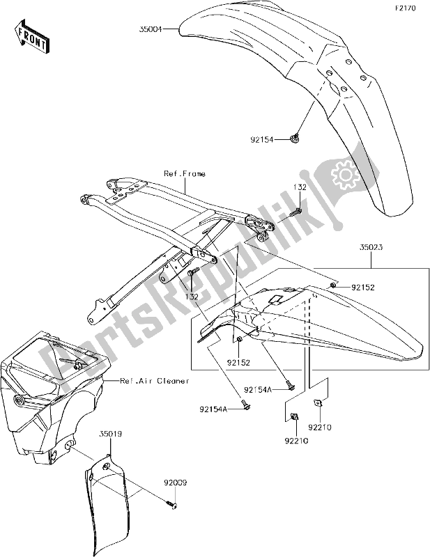 All parts for the 32 Fenders(hhf) of the Kawasaki KX 450F 2017