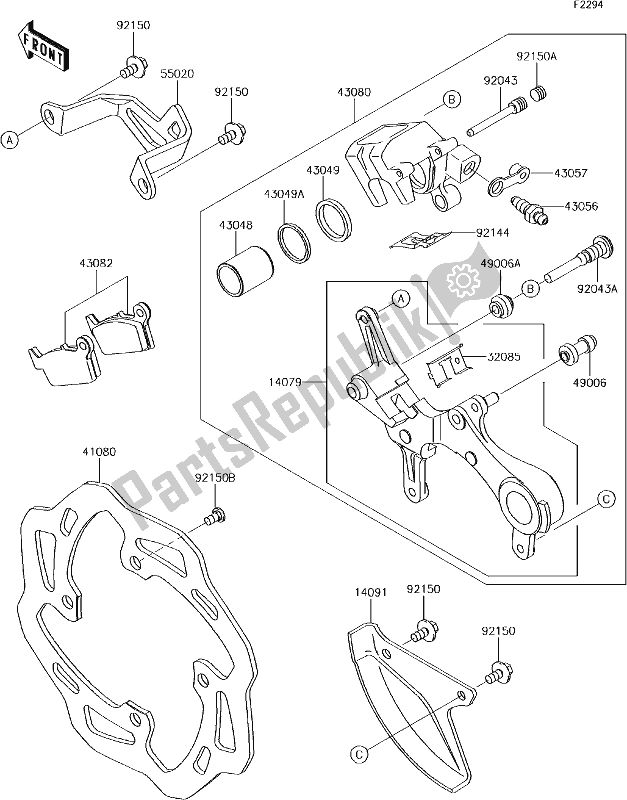 Alle onderdelen voor de 43 Rear Brake van de Kawasaki KX 450F 2017