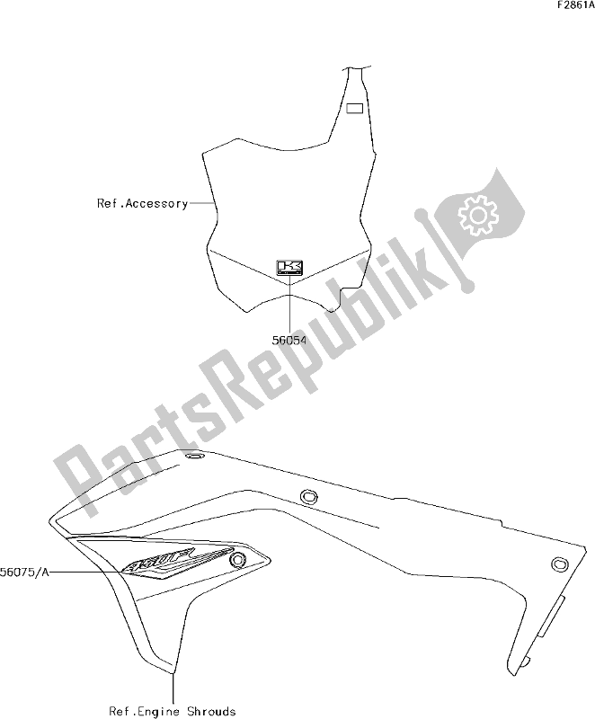 Alle onderdelen voor de 53 Decals(hjf) van de Kawasaki KX 450F 2017