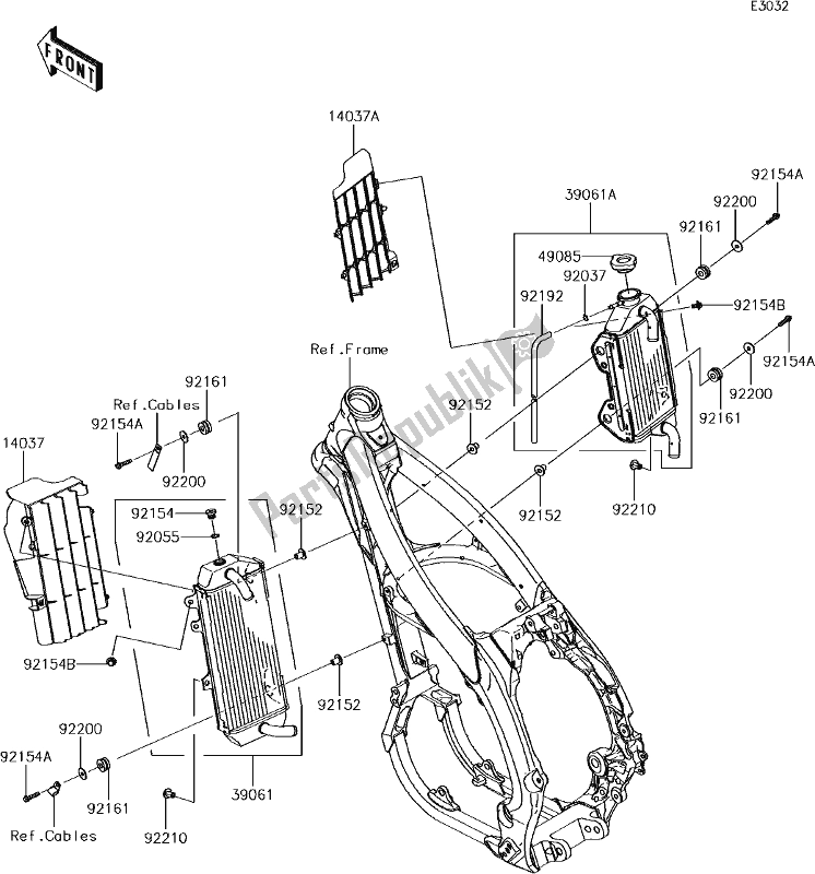 Alle onderdelen voor de 24 Radiator van de Kawasaki KX 450F 2018