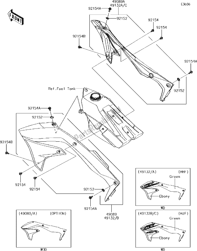 All parts for the 25 Engine Shrouds of the Kawasaki KX 450F 2018