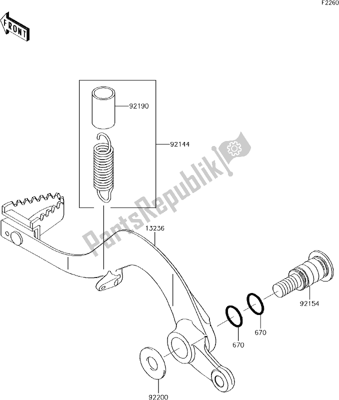 Tutte le parti per il 38 Brake Pedal del Kawasaki KX 450F 2018