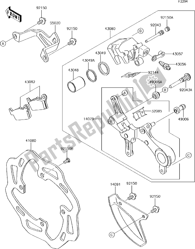 Alle onderdelen voor de 43 Rear Brake van de Kawasaki KX 450F 2018
