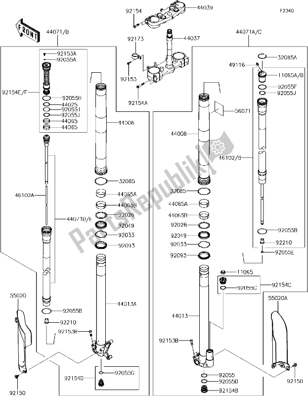 Wszystkie części do 45-1front Fork Kawasaki KX 450F 2018