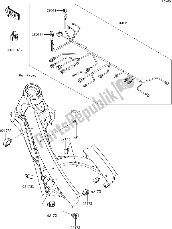 Tutte le parti per il 49 Chassis Electrical Equipment del Kawasaki KX 450F 2018