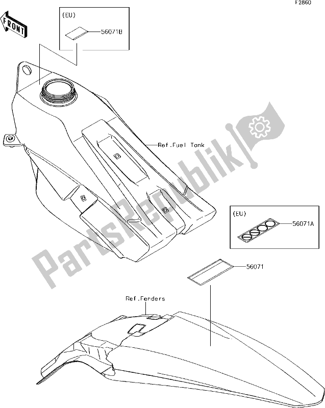 All parts for the 51 Labels of the Kawasaki KX 450F 2018