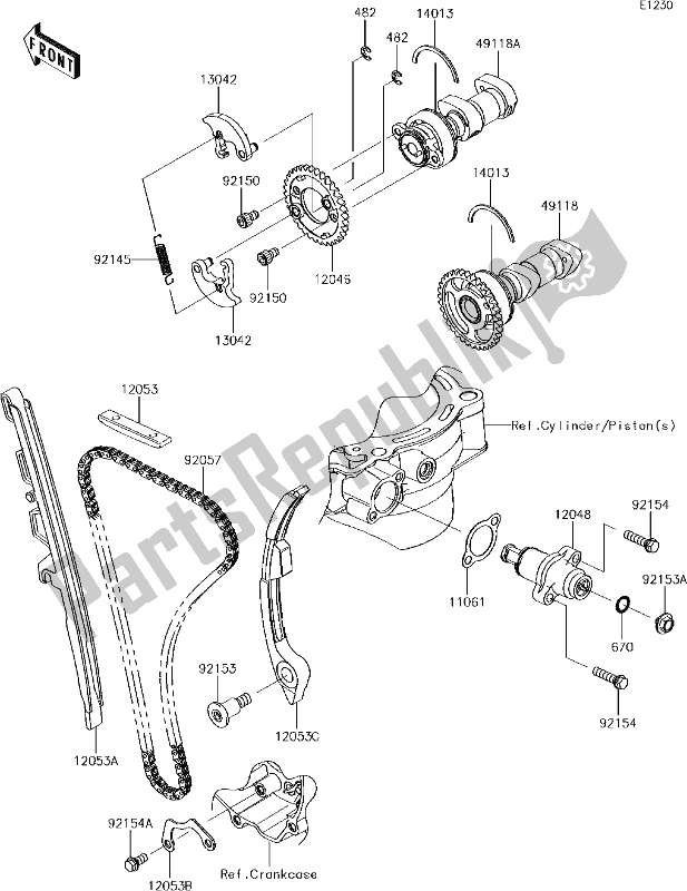 Tutte le parti per il 7 Camshaft(s)/tensioner del Kawasaki KX 450F 2018